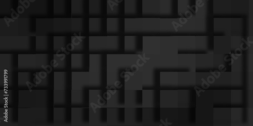 Abstract modern and luxury square circle shape geometric dark background, Abstract technology and business concept data technology, Random scaled black cube boxes block background of black surface. 