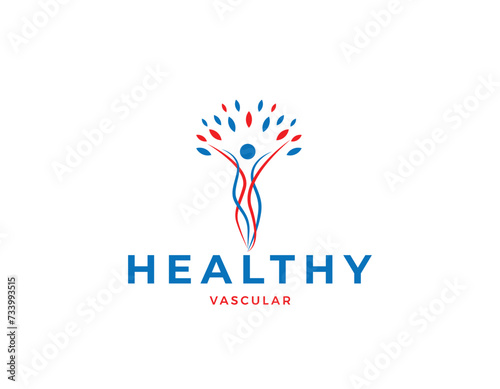 Red Blue Vein Vascular Health Business logo Design Template