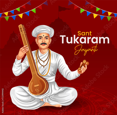Sant Tukaram Maharaj a famous 17th-century Marathi poet, saint, and philosopher of India poster design template