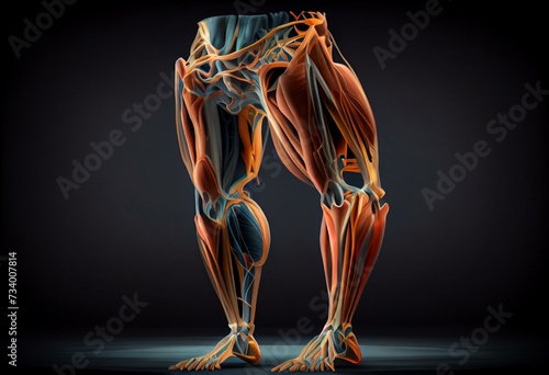 Vastus Lateralis Muscle Anatomy For Medical Concept 3D Illustration. Generative AI
