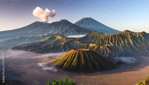 Strairway to Mount Bromo volcanoes in Bromo Tengger Semeru National Park, East Java, Indonesia