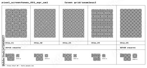 Seamless 8-bit Pixel Patterns/Screentone set 001 (even numbers grid)