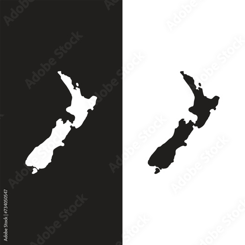 New Zealand black map on white background vector