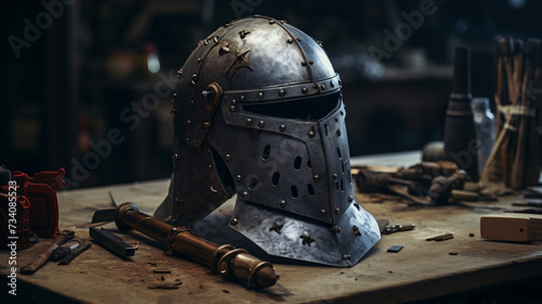Medieval Bascinet Helm with Lift-able Face Mask