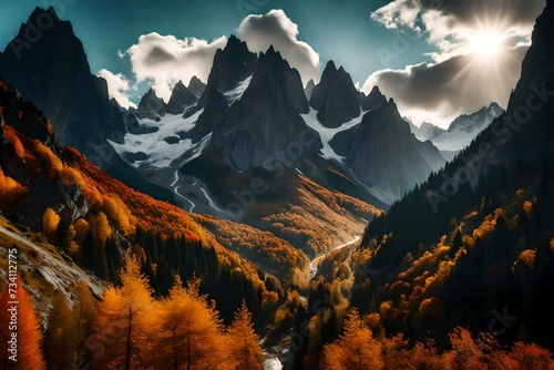 A beautiful landscape of mountains generated by AI