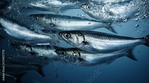 School of sardines swimming from left to right