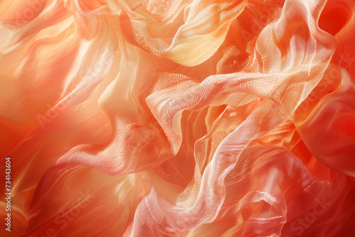 Abstract peach and light orange chiffon textile background 