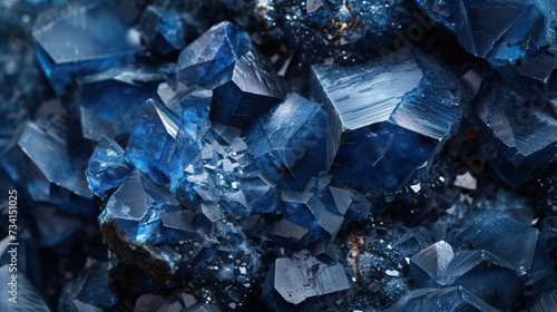 Macro close-up studio shot of cobalt mineral rocks isolated 