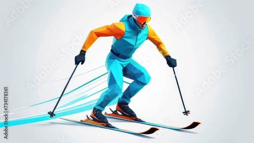Giant Slalom Ski Racer silhouette. Color illustration