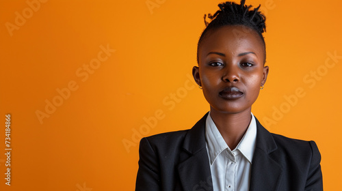 Southern African Businesswoman, Isolated on Solid Background - Copy Space Provided