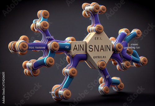 Ganaxolone epilepsy drug molecule. 3D rendering. Generative AI