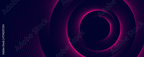 Dark abstract background with glowing circles. Swirl circular lines element. Shiny lines. Futuristic technology concept. Suit for banner, brochure, presentation, corporate, cover, poster, website