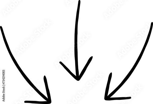 Three hand drawn arrows pointing down