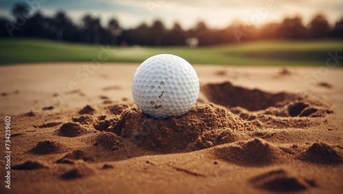 golf ball on sand pit