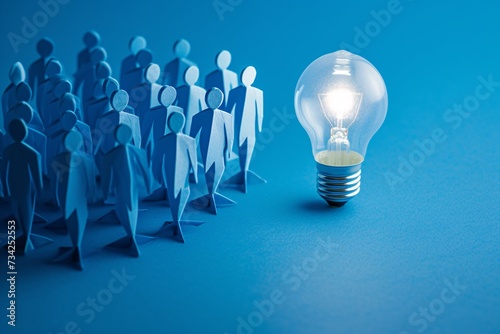 a light bulb with a group of paper people