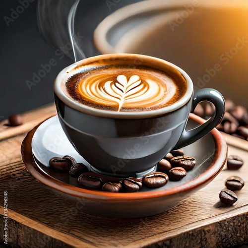 Realistic illustration of the cup of coffee with beans