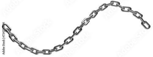 Silver chain isolated on a transparent background. 3D render.