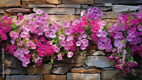 petals garden wall stone