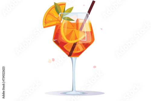 Aperol spritz summer cocktail isolated vector style