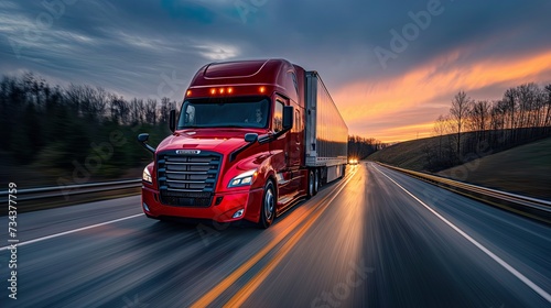 commercial truck in motion, a perfect representation of Truck Transportation logistics, demonstrates high-speed transport, efficient freight delivery, and robust truck transportation logistics