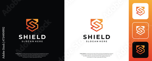 Letter S shield logo with modern gradient logo design