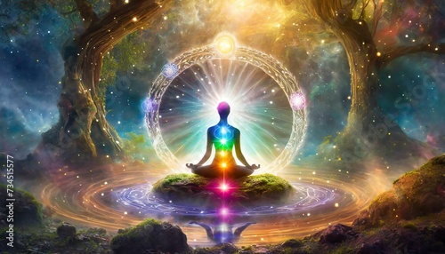Background of energy healing chakras, magic, occultism, spiritual aura
