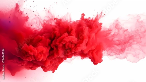 Red powder explosion background. Red explosion smoke splashes on white background. generative ai
