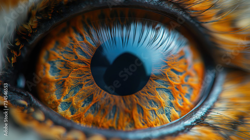 Extreme Close-up of Orange and Black Textured Iris