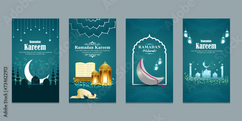 Vector illustration of Ramadan social media feed set template