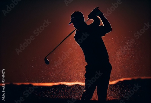 Golf - Silhouette Golfer. Generative AI