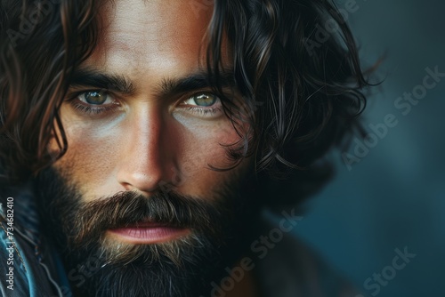 Fashion portrait of a man displaying stylish hair beard and an attractive face