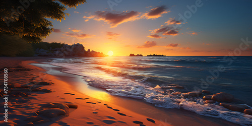 Beautiful beach nature HD wallpaper photographic image AI Generative 