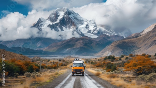 van driving in Torres del Paine National Park