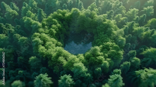  aerial view green trees forest , green forest in the morning