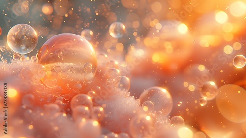 Shinny gold oil bubbles texture background, in the style of light gold and orange AI Image Generative