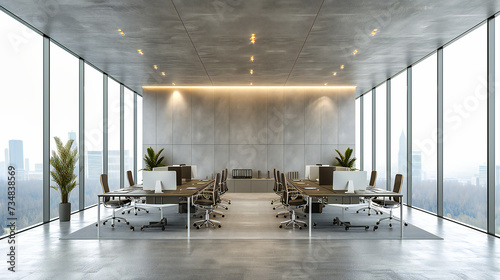 Amidst the minimalist beauty of a modern meeting room, the convergence of design and functionality creates a space where ideas can flourish, surrounded by the clean lines of contemporary architecture