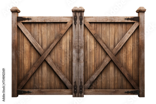 Handcrafted Wooden Fence Gate Isolated On Transparent Background