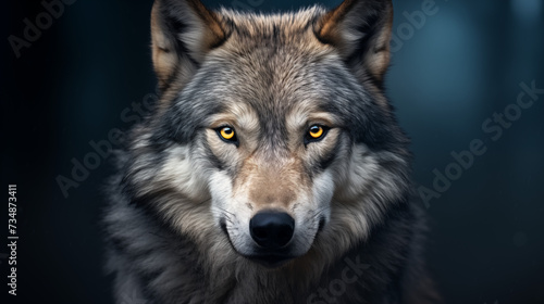 Wildlife Portrait of a Wolf Looking Straight into the Camera