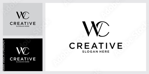 WC or CW initial letter logo design vector
