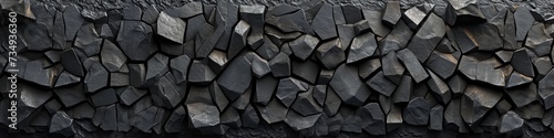 A 3D wall with a lava stone texture, formed from black polygons.