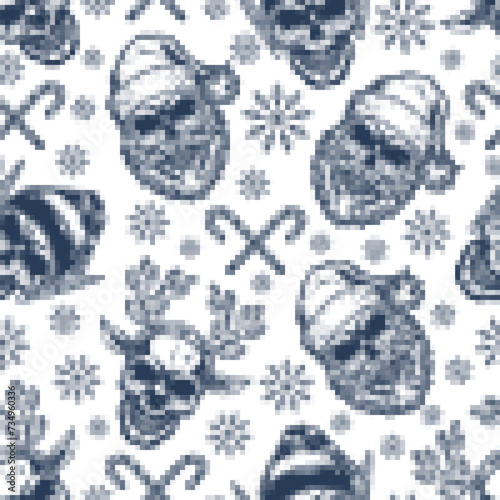 Christmas seamless pattern vintage monochrome