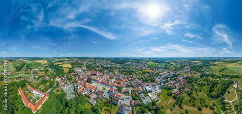 Luftaufnahme von Bad Griesbach im Niederbayerischen Bäderdreieck, 360 Grad Rundblick