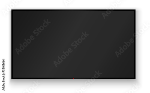 Realistic TV screen PNG. Modern stylish LED LCD panel. Large computer monitor display mockup. Blank TV template. Vector illustration of a plasma TV monitor on a transparent background.