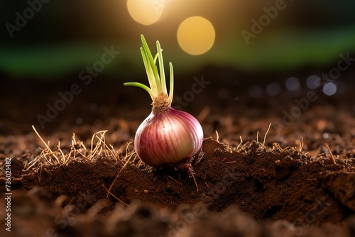 shallots that will grow with the light shining on them