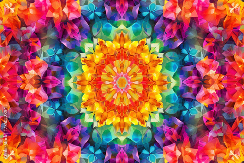 Bright colorful kaleidoscope pattern. Festive style