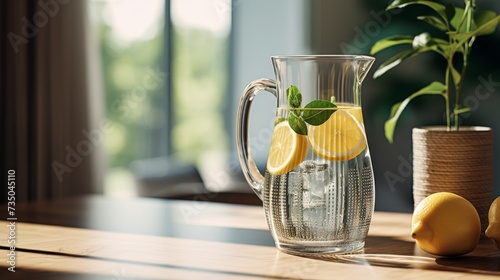 Refreshing Pitcher of Water With Lemon Slices