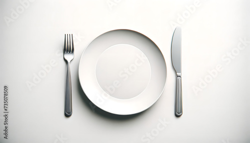 Modern dining elegance, sleek plate and utensils on table, Modernity Concept Art, Generative AI