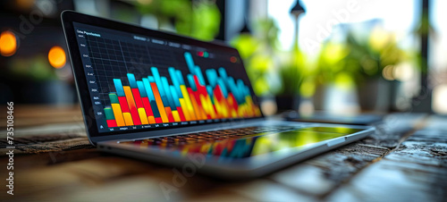 Market Analytics at a Glance - Professional KPI Metrics Display on Laptop, AI Generated