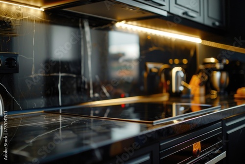 A stove top oven sitting inside of a kitchen. Suitable for kitchen appliance or home cooking concepts