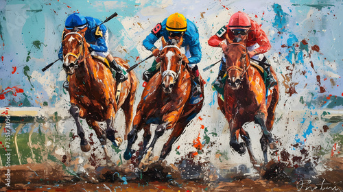 Horse Racing Painting Wallpaper